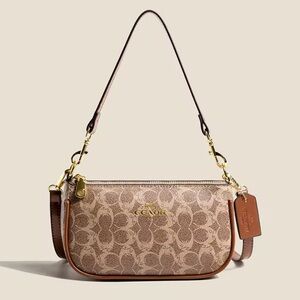 Coach Tan and Brown Signature Shoulder Bag